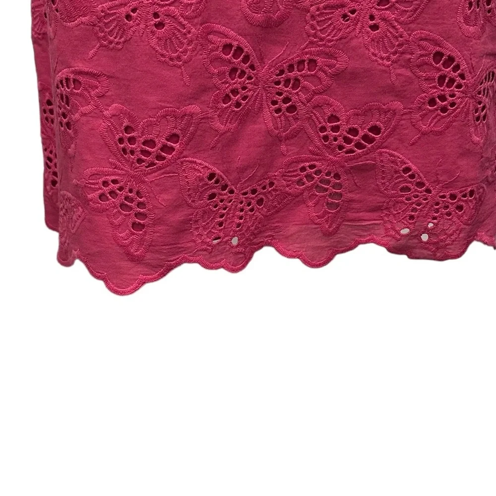Kate Spade Eyelet Butterfly Shift Lace Dress‎ Size 2 Pink Ruffle Casual Preppy